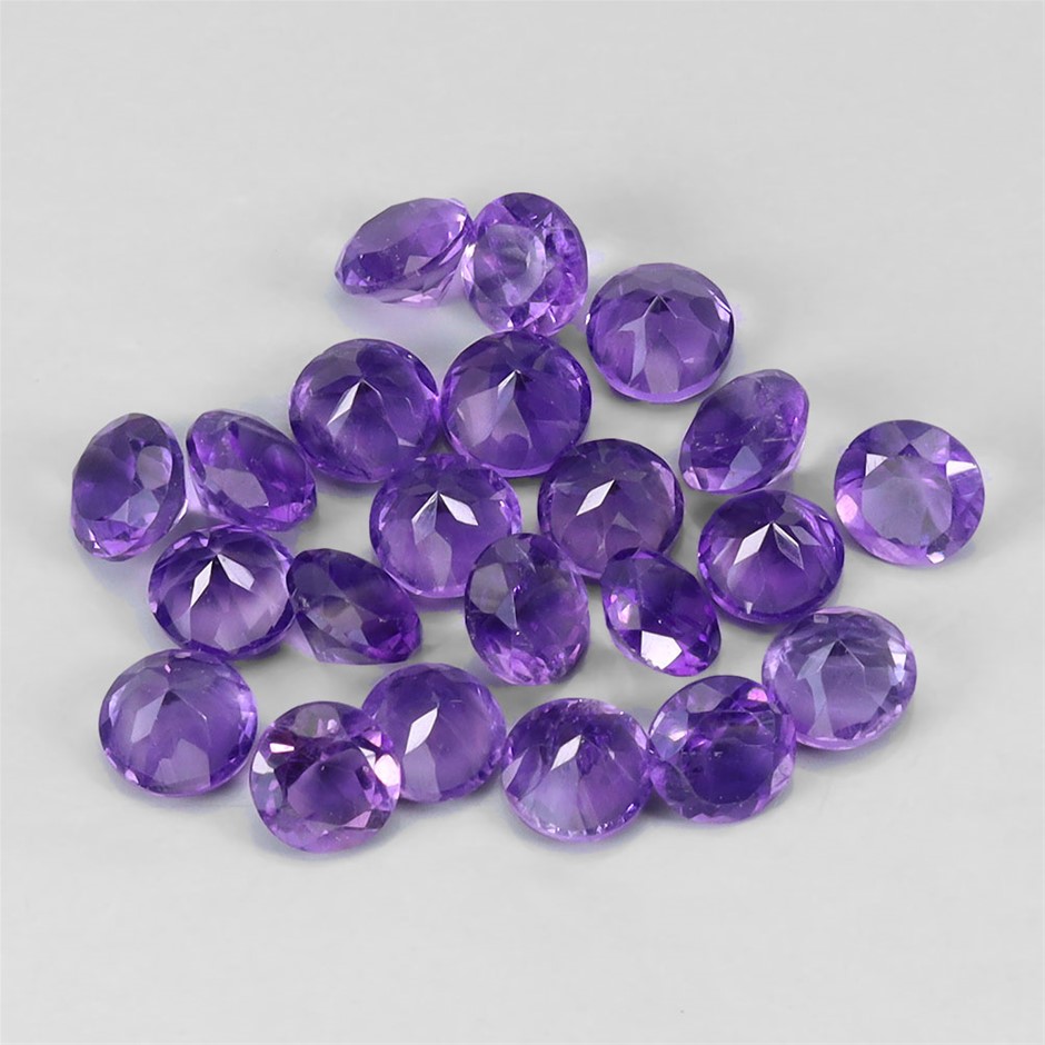 5.13ct Round Facet Cut Purple Amethyst Gemstones - 20Pcs