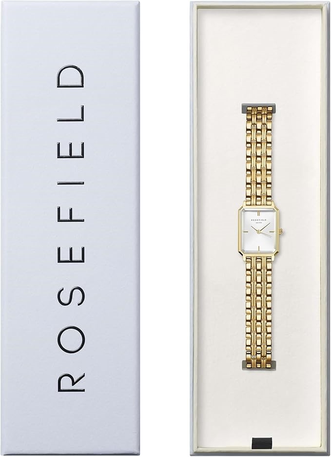 Rosefield Octagon XS White Sunray Steel Gold-Tone Bracelet Watch