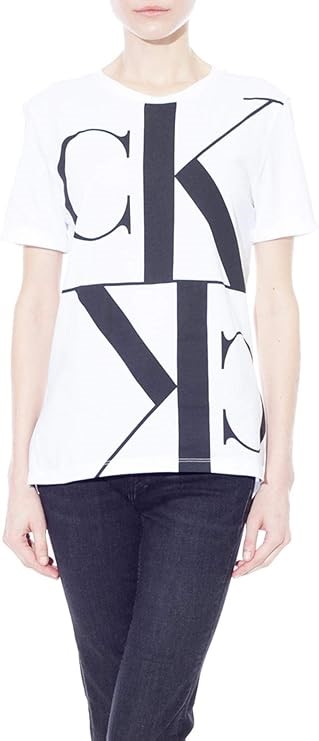Calvin Klein Jeans Women's Organic Cotton Logo T-Shirt, Bright White, X-Lar