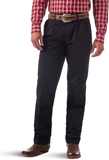 WRANGLER Men's Pleated Front Casual Pant, Black, 29W x 34L. Buyers Note -