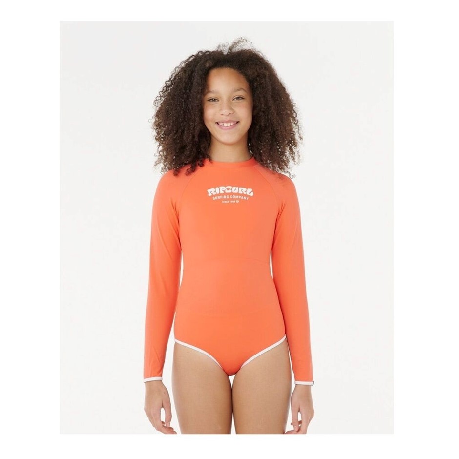 RIP CURL Girl's Surf Puff Long Sleeve Surf Suit, Hot Coral, Size 10. RRP: $