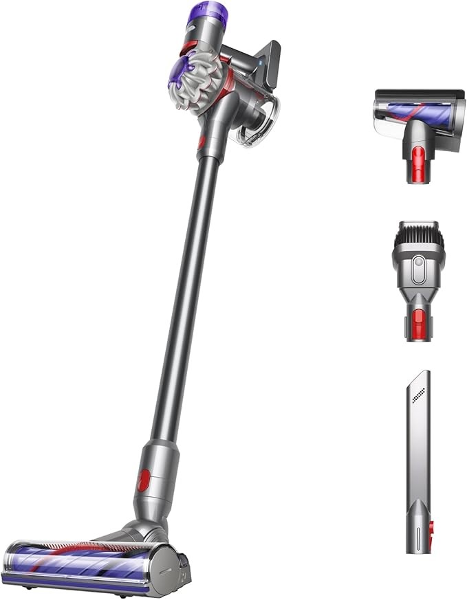 DYSON V8 Cordless Vacuum Cleaner, Model No. 400473-01, Silver Nickel. NB: W
