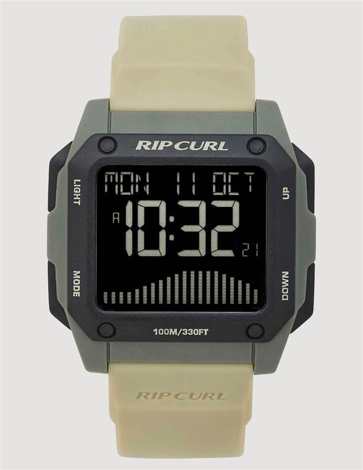 RIP CURL Odyssey Tide Watch, Khaki | 22-24mm Tapered Strap | Pre-programmed
