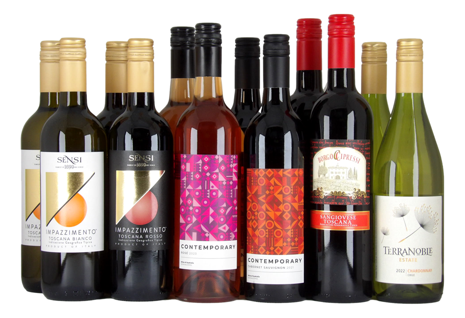 Mixed Wine Pack (12x 750mL), Multi Region.