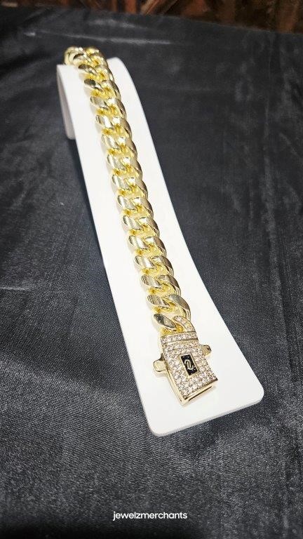 18K/Italy Triple Yellow Gold Plated Bracelet -22cm-14mm