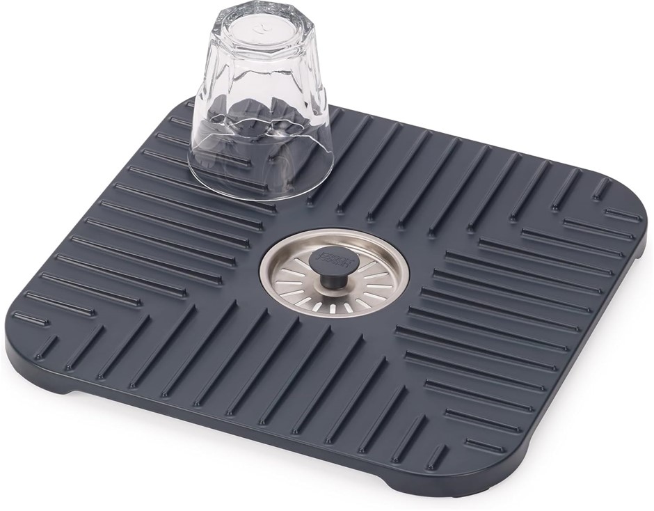 JOSEPH JOSEPH SinkShield Sink Saver Mat with Draining Plug, Protects Sink,