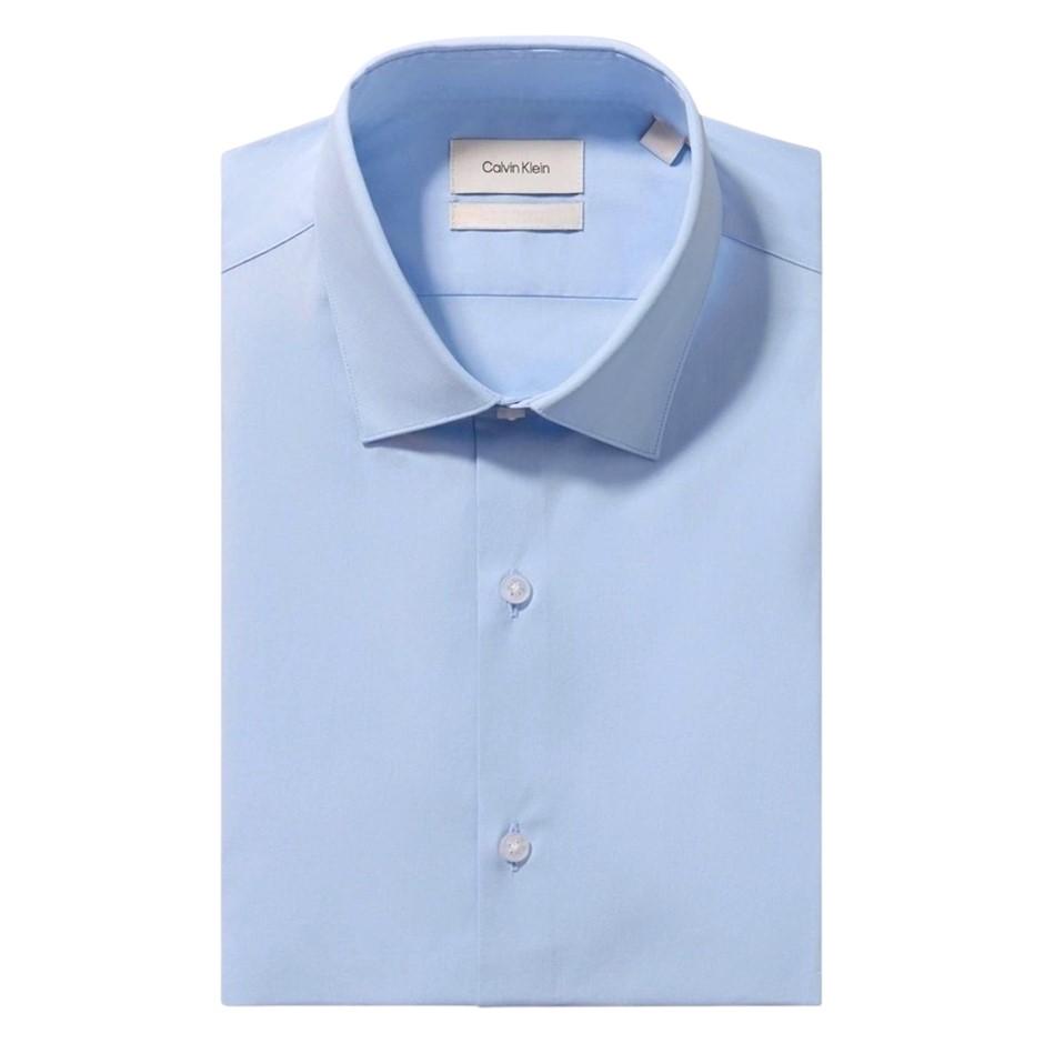 CALVIN KLEIN Men's Slim L/S Poplin Shirt, Size 41/92, Sky Blue (BSKY), COSS