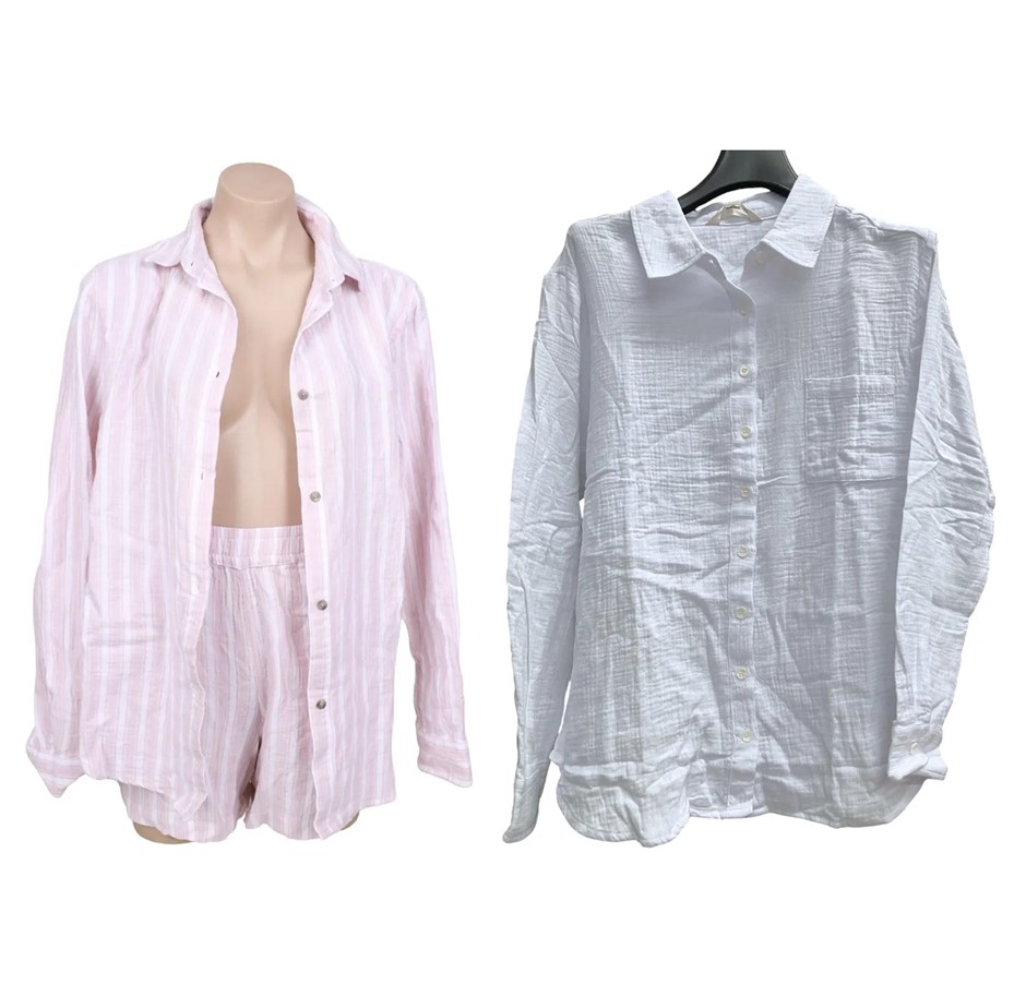 2 x Women's Gauze Shirts, Size M, BOSTON TRADERS & LEO&NICOLE, Pink Cloud &