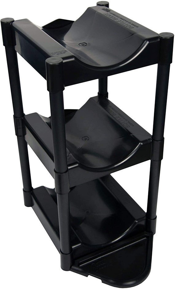2 x BOTTLE BUDDY 3-Tier Storage Unit with Floor Protection Kit, Black.