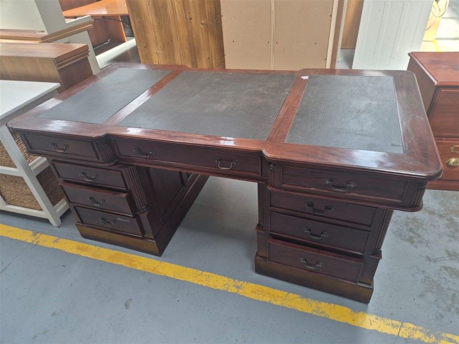 Timber Desk with Leather Top