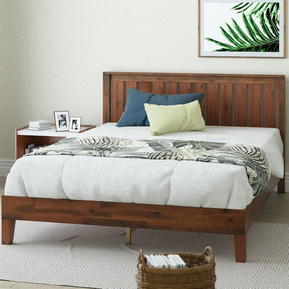 ZINUS Deluxe Queen Bed Frame Wood Platform Style with Solid Timber Headboar