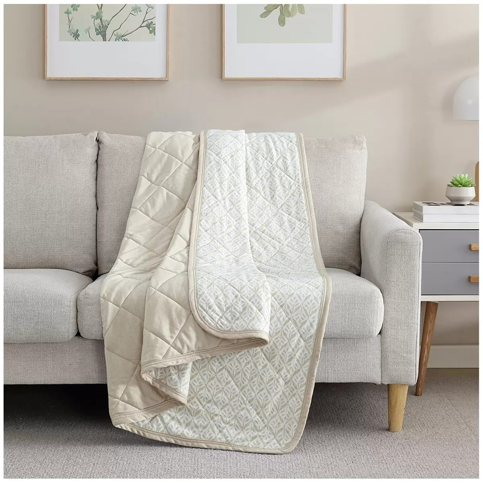 SUTTON PLACE Cooling Throw, Reversible, 60" x 70", Natural. NB: Shop soiled