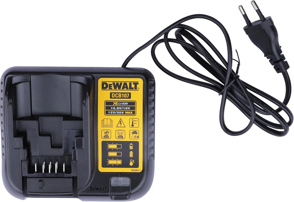 DewALT - 10.8V 14.4V 18V Charger. Model DCB107-XE. NB: Minor use & Not in O