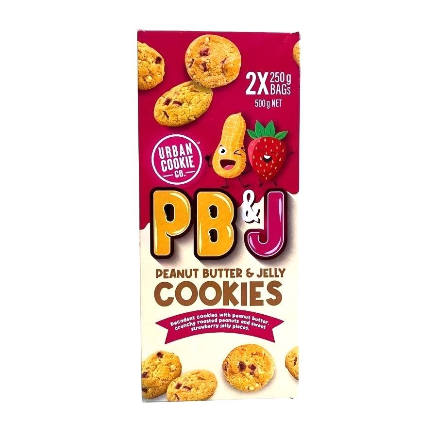 3 x URBAN COOKIE CO. PB&J Cookies, 500g. N.B: Not in original box.