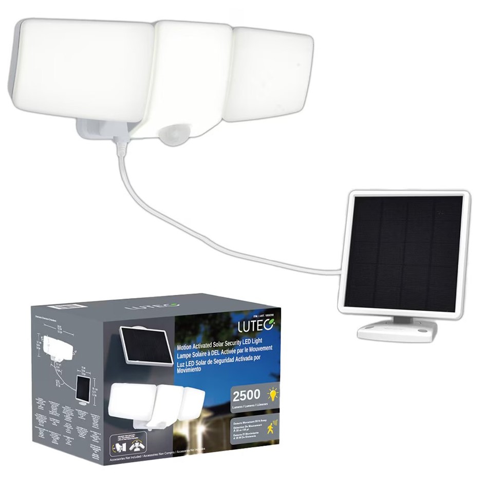 LUTEC Motion Activated Solar Security LED Light 2500 Lumens