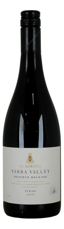 De Bortoli Reserve Release Syrah 2006 (6x 750mL), VIC.
