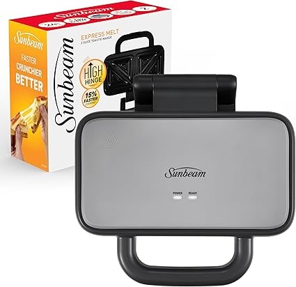 SUNBEAM Express Melt 2-Slice Toastie Maker, Grey. NB: damaged box