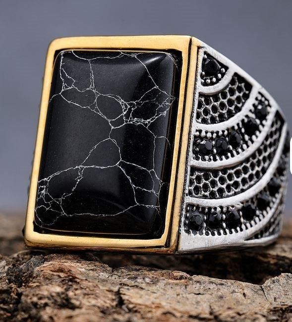 Italy 925 Silver Hip Hop Men's Ring (Stamps)-12 US