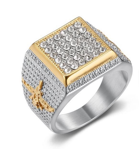 Italy 925 Silver Hip Hop Men's Ring (Stamps)-12 US