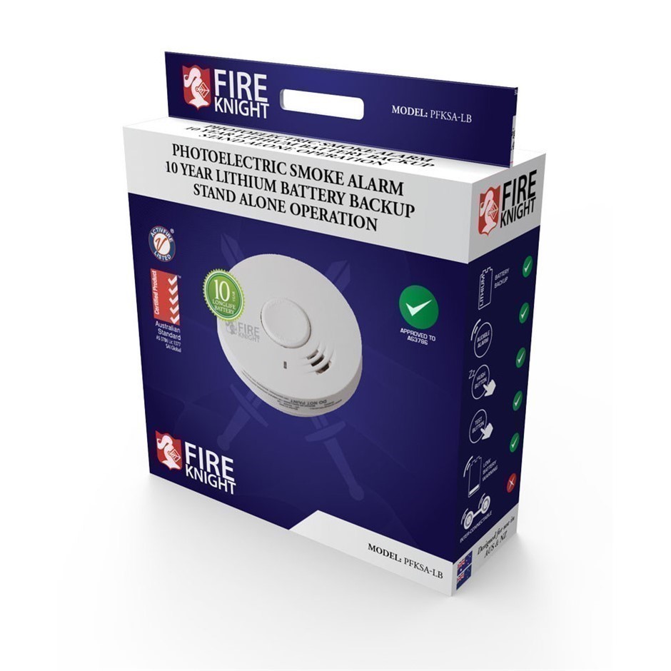 2 x FIRE KNIGHT Photoelectric Smoke Alarm 10 year Lithium Battery Backup St