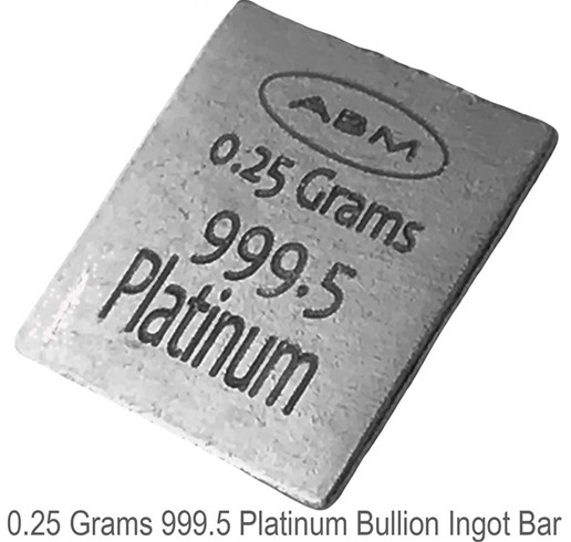0.25 Grams 999.5 Fine Platinum Certified Bullion Ingot Bar ABM Certifiers