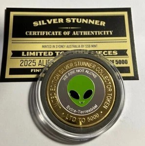 2025 ALIEN Colour Silver Stunner 43mm Coin C.O.A. LTD 5000