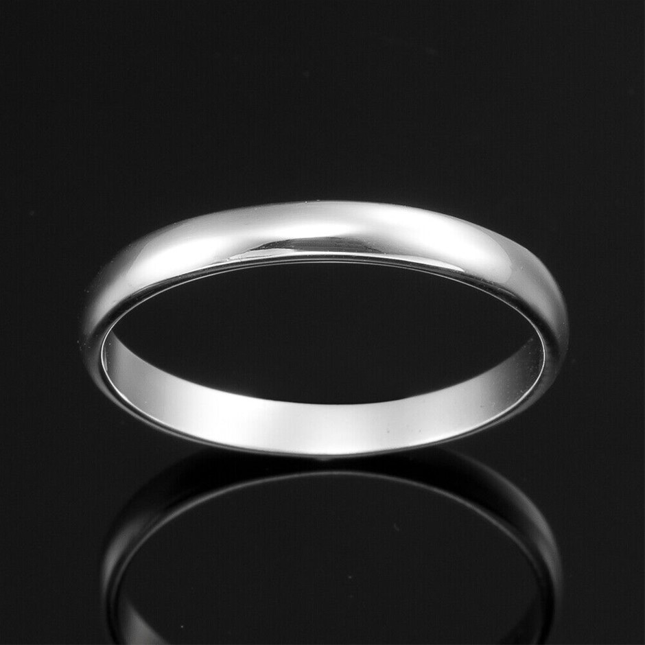 Solid 925 Sterling Silver Men's Band Ring - US Size 11