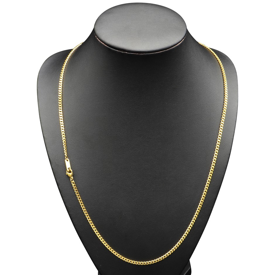 Classic 3mm Stainless Steel Curb Chain Necklace - 60cm (Yellow)