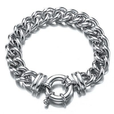 Rhodium LAYERED Euro Chain Bracelet with Bolt Clasp