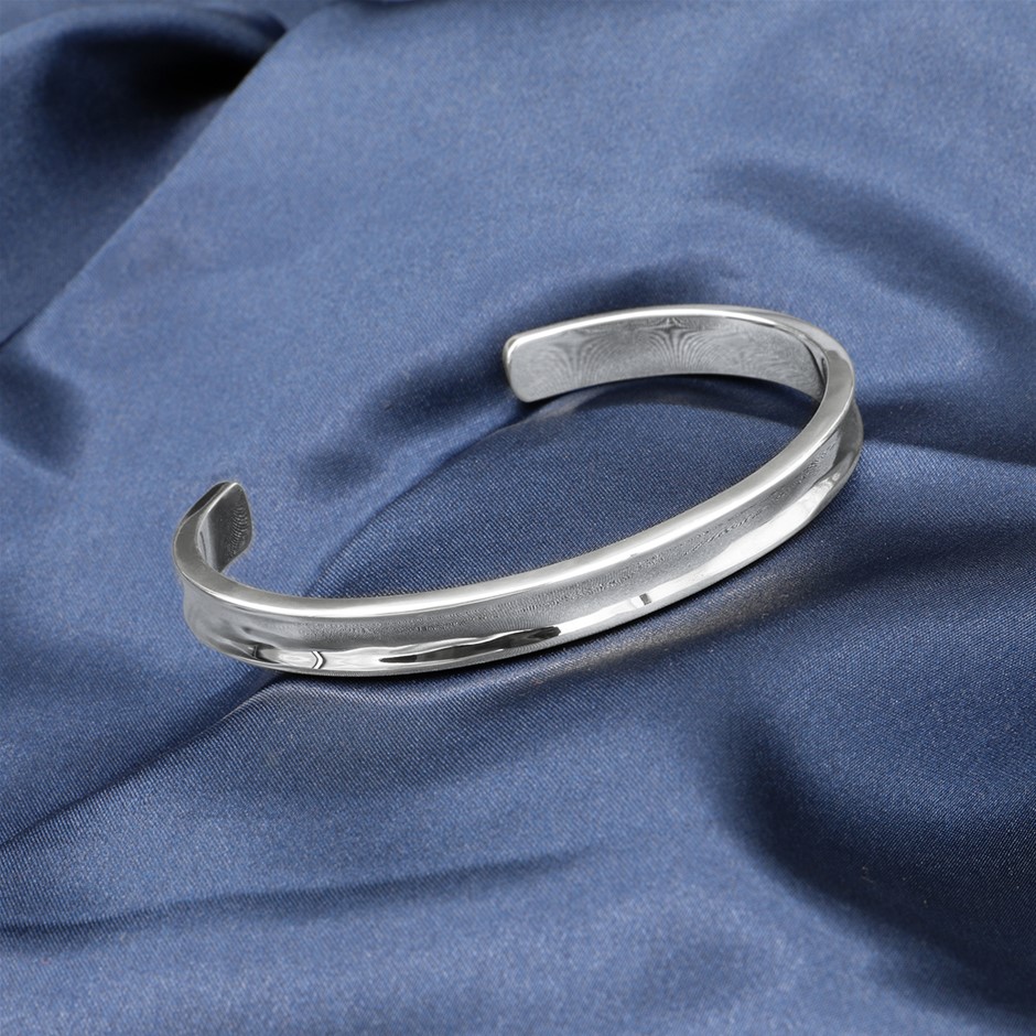 Classic 925 Sterling Silver Plated Cuff Bangle
