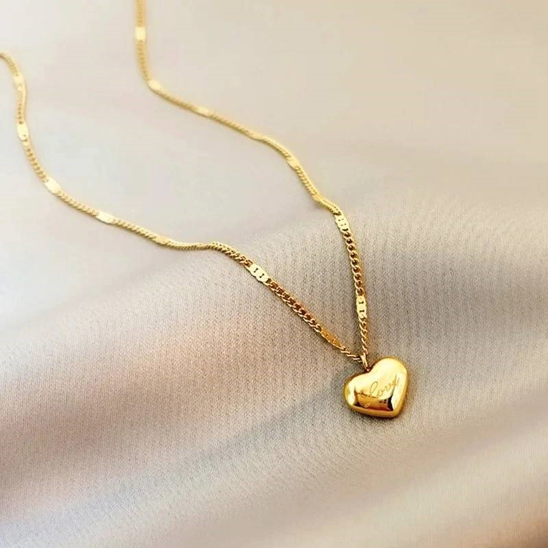 Stainless Steel Love Heart Necklace in Gold