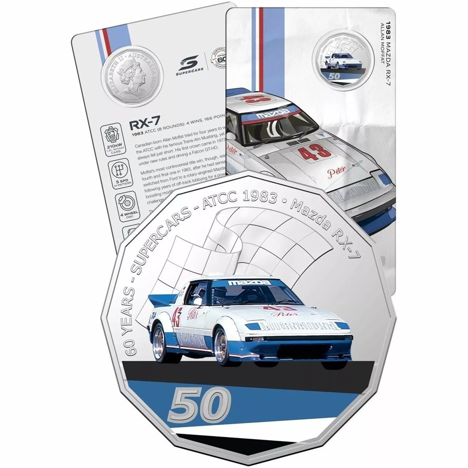 2020 - AU SUPER CARS 1983 MAZDA RX7 ALLAN MOFFAT- 50c COIN