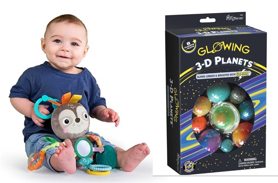 KIDS ACTIVITY & STEM BUNDLE: Bright Starts Playful Pals Sloth Toy + Univers