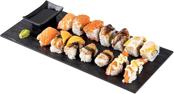 RESTAURANTWARE 16 Inch Faux Slate Sushi Plates, 25 Large Faux Slate Serving