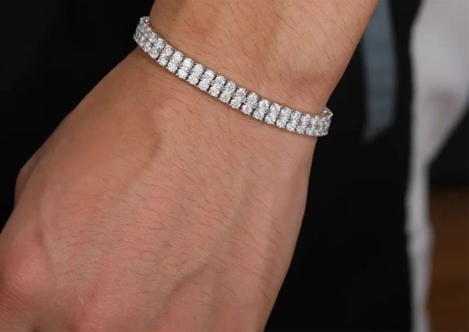 GRA Moissanite White Brilliant Cut Stone Tennis Bracelet -S925-19cm-3mm