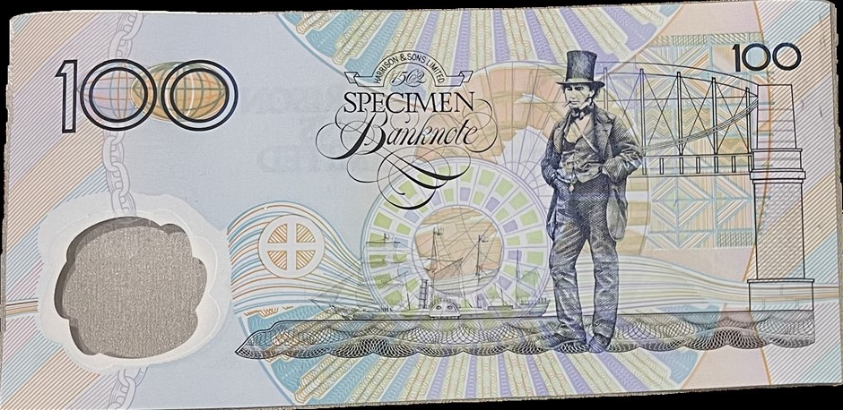 Australia 100 Harrison & Sons Polymer Test Note Specimen Uncirculated