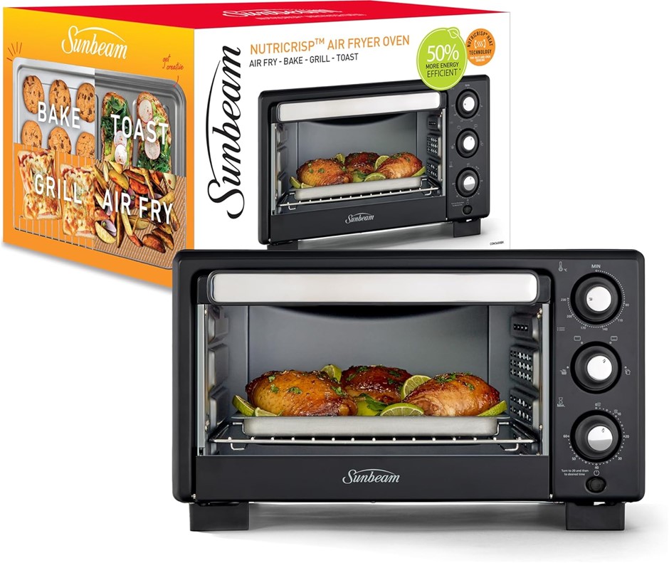 SUNBEAM Nutricrisp Air Fryer Oven, 1400W, Black COM3600BK.