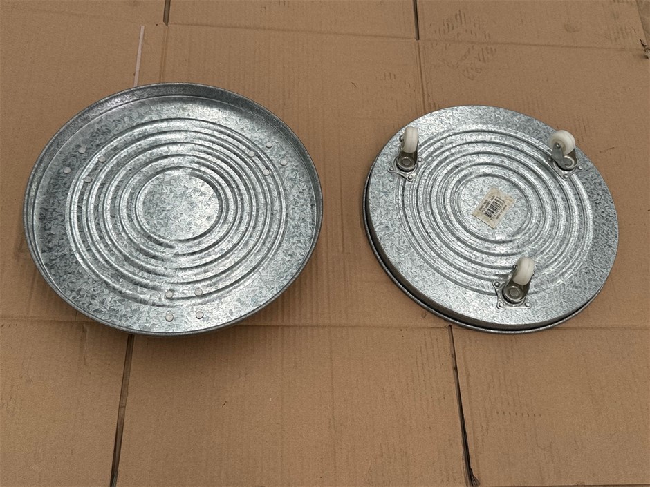 Galvanised Pot Mover 30cm(Dia), Sturdy Metal, 30kg Load Capacity, x 2 units