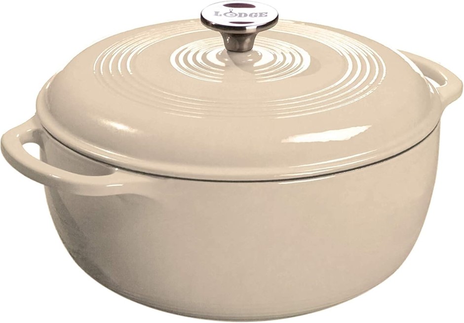 LODGE Enameled Cast Iron Dutch Oven with Lid, Dual Handles, Oven Safe up to