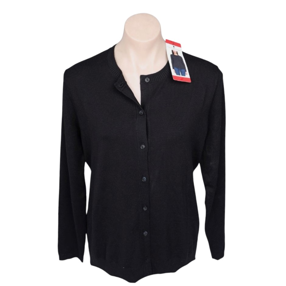 TOMMY HILFIGER Women's Cardigan, Size XS, 75% Viscose, Black (001).