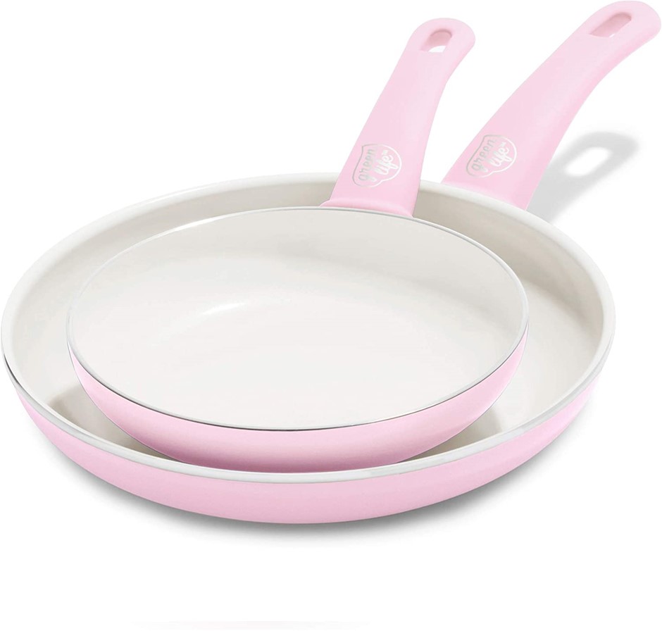 GREENLIFE Ceramic Nonstick 18cm and 26cm Frying Pan Skillet Set, Soft Grip,