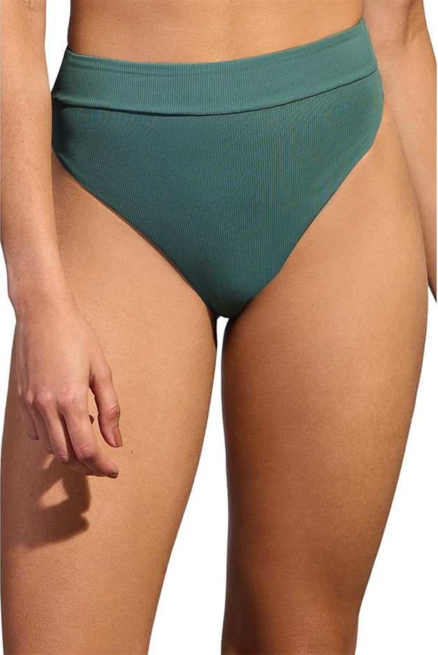 MAAJI Women's Standard Rise/High Leg Cheeky Cut Bikini Bottom, Green, X-Sma