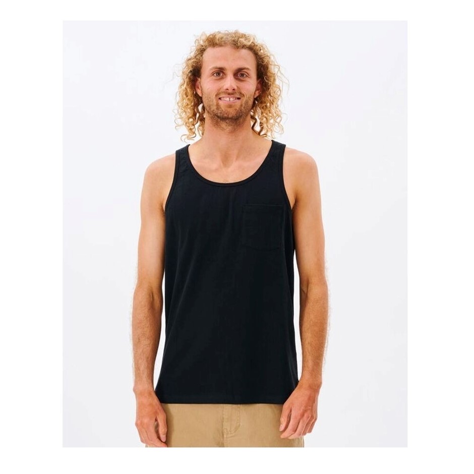 RIP CURL Men's Plain Tank Top, Size S, Black. RRP: $35.99.  Buyers Note - D