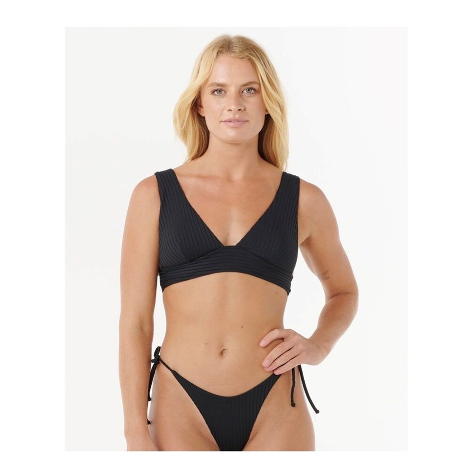 RIP CURL Women's Premium Surf D-DD Deep-V Bikini Top - Black, Size M. RRP: