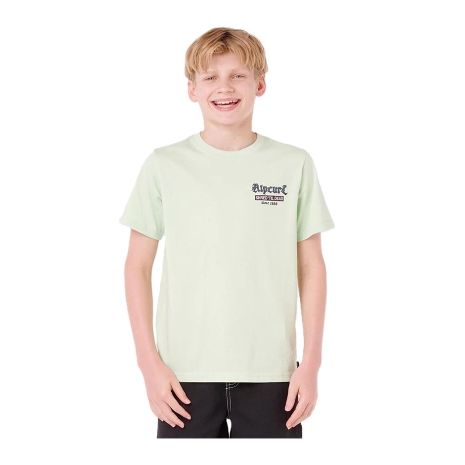 RIP CURL Boy's Shred Til T-Shirt - Pastel Green, Size 10. RRP: $35.99.  Buy