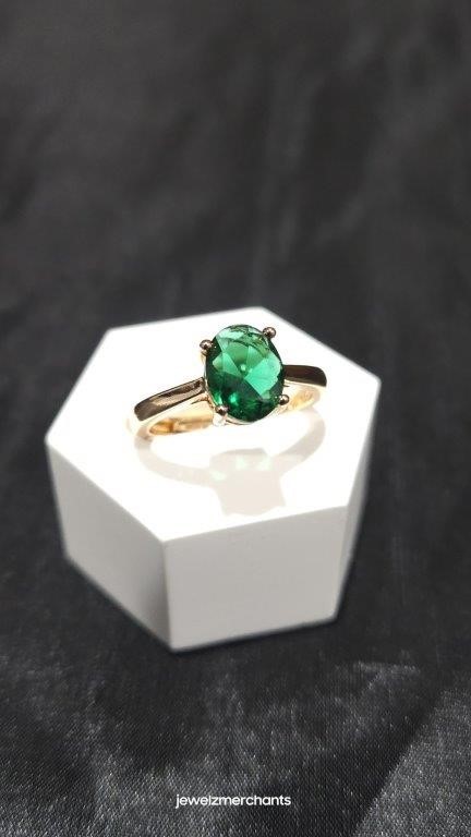2.0ct oval cut Green stones 925 Sterling Silver Ring (s925)-Adjustable