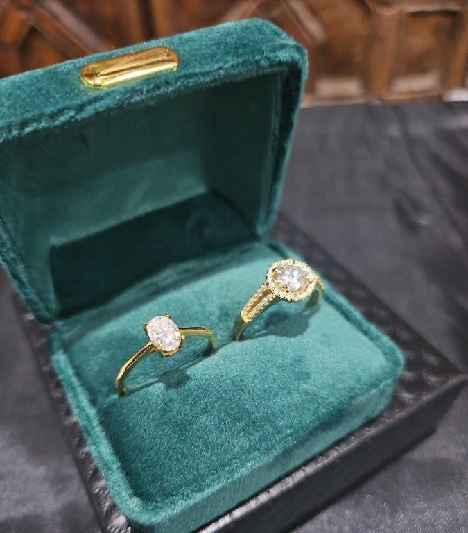 2pcsx1.0ct GRA Moissanite 18k Solid Yellow Gold Vermeil Ring (S925) -9US