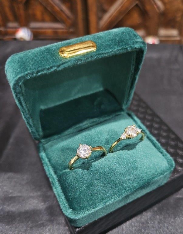 2pcsx1.0ct GRA Moissanite 18k Solid Yellow Gold Vermeil Ring (S925) -9US