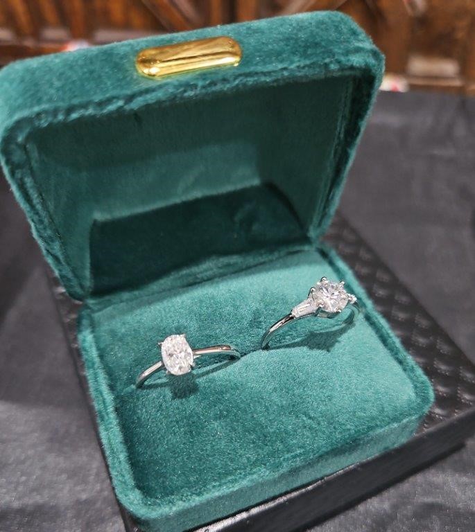 2pcsx1.0ct GRA Moissanite white-925 Sterling Silver Ring -9US