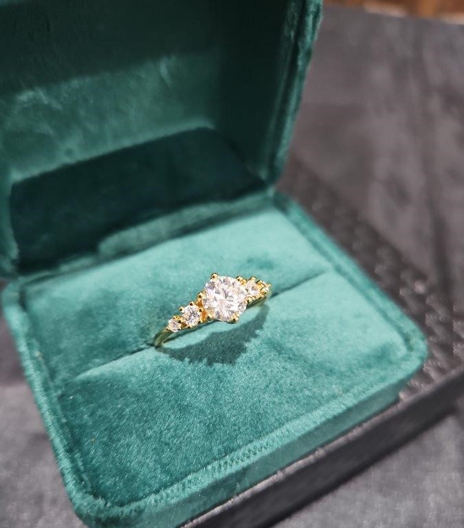 GRA Moissanite white 18k Solid Yellow Gold Vermeil Ring -8US